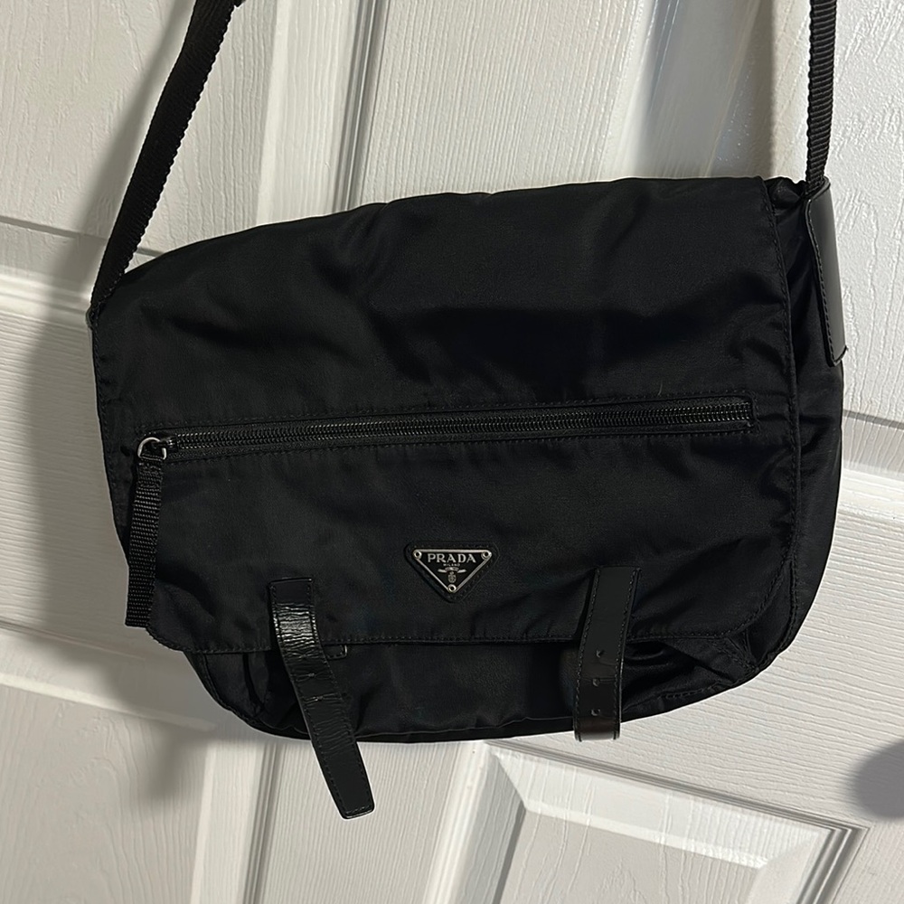Prada Black Messenger Bag with Adjustable Strap